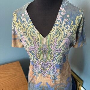 Colorful Paisley V-Neck Top